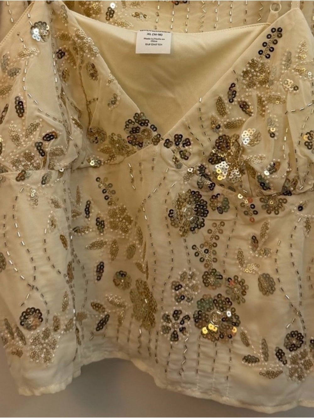 Ivory Sequin Embellished Camisole Top